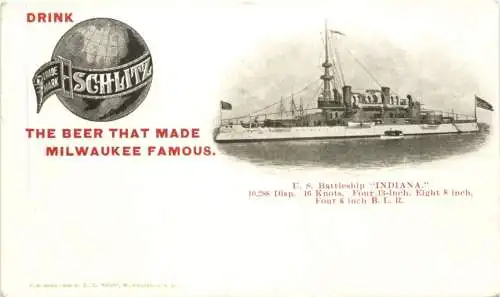 US Battleship Indiana - Schlitz Beer Milwukee -781862