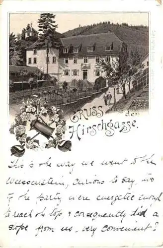 Heidelberg - Gruss au der Hirschgasse - Litho -782038