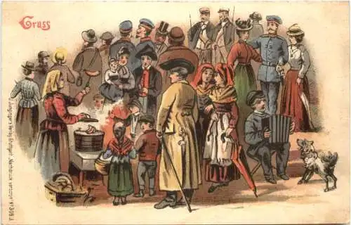 Wurstverkäuferin - Litho -781912