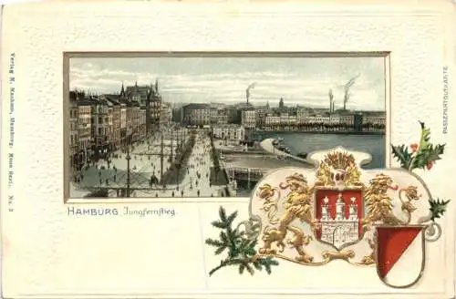 Hamburg - Litho Prägekarte -781926