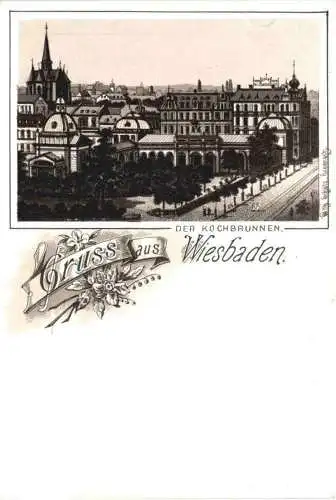 Gruss von der Wiesbaden - Litho -782072