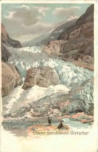 Oberer Grindelwaldgletscher - Künstler O. Rudolf - Litho -782144