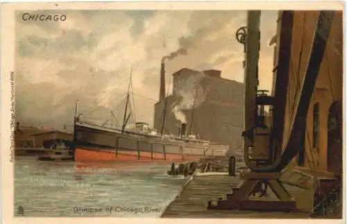 Chicago - Glimpse of chicago River - Litho -782208