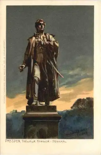 Dresden - Theodor Körner Denkmal - Künstler Zemo Diemer - Litho -782180