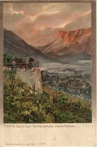 Meran - Blick vom Tappeinerweg - Künstler Zemo Diemer - Litho -782130