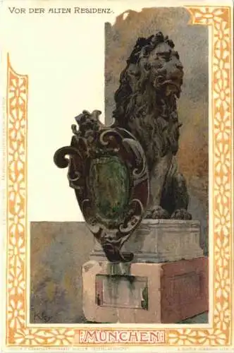 München - Vor der Alten Residenz - Litho -782418