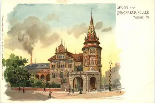 München - Gruss vom Löwenbräukeller - Litho -782412