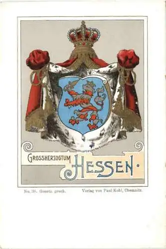 Grossherzogtum Hessen - Wappen - Litho -782444