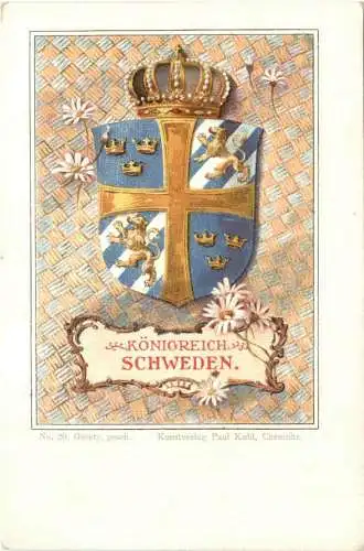 Königreich Schweden - Wappen - Litho -782452