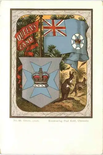 Queensland - Wappen - Litho -782440