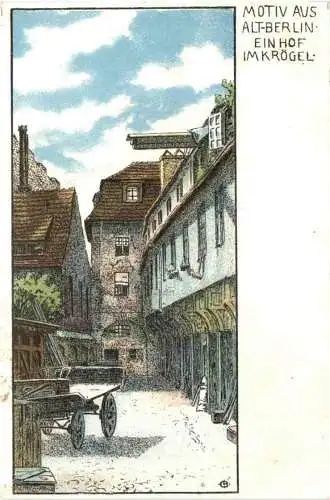 Alt-Berlin - Ein Hof im Krögel - Litho -782410