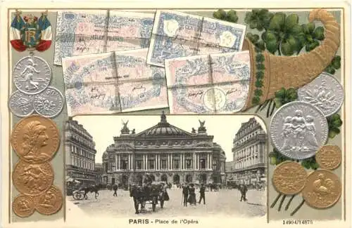 Paris - Place de l Opera - Geld auf Ansichtskarten - Litho -782614