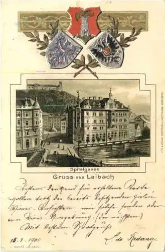 Gruss aus Laibach - Spitalgasse - Litho -782616