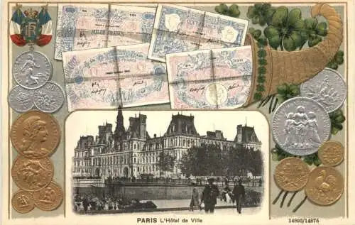 PAris - L Hotel de Ville - Geld auf Ansichtskarten - Litho -782612