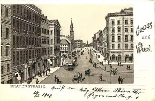 Gruss aus Wien Praterstrasse - Litho -782600