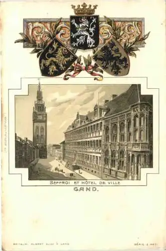 Gand - Beffroi et Hotel de Ville - Litho -782610