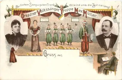 Dresden - Volkssänger Truppe Max Müller - Litho -782642