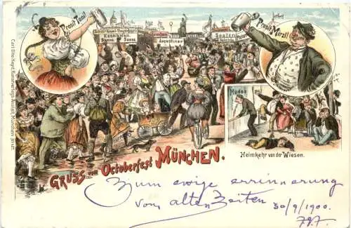 München - Gruss vom Oktoberfest - Litho -782702