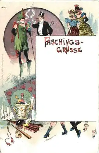 Faschings Grüsse- Litho -782672