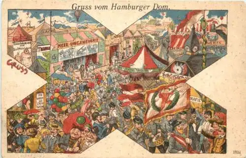 Hamburg - Gruss vom Hamburger Dom - Litho -782874