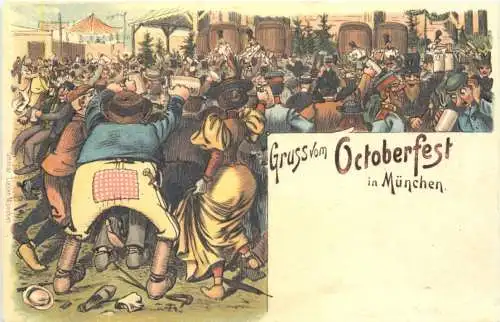 München - Gruss vom Oktoberfest - Litho -782802