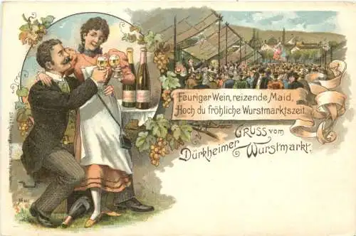 Dürkheim - Gruss vom Wurstmarkt - Litho -782726