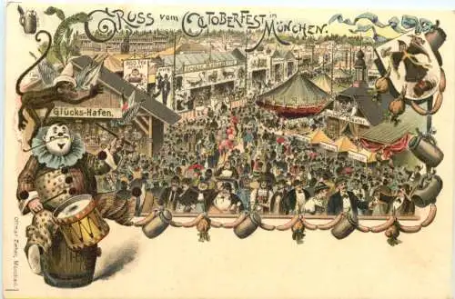 München - Gruss vom Oktoberfest - Litho -782786