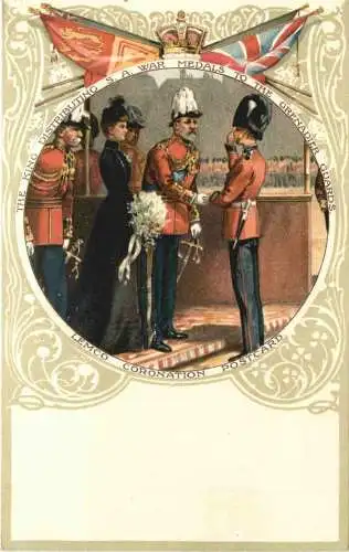 The King distributing War Medals - Litho -782930