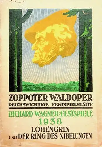 Zoppot- Broschüre Richard Wagner Festspiele 1938 mit Eintrittskarte -S561