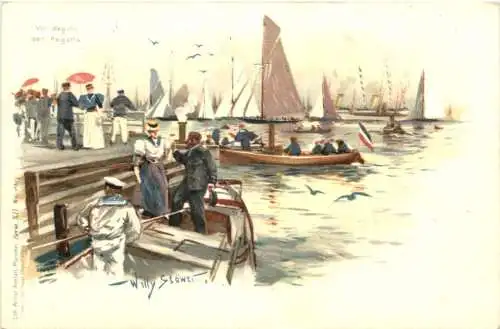 Segelschiff Regatta - Künstler Willy Stöwer - Litho -783278