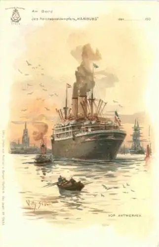 Reichspostdampfer Hamburg - Künstler Willy Stöwer - Litho -783254