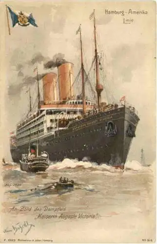 Hamburg Amerika Linie - Dampfer Auguste Victoria - Litho -783224