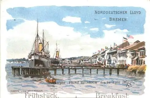 HAfen von Macassar - Dampfer Prinz Heinrich - Litho -783192