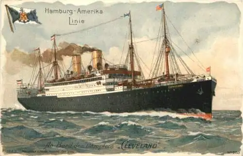 Hamburg Amerika Linie - Dampfer Cleveland - Litho -783232