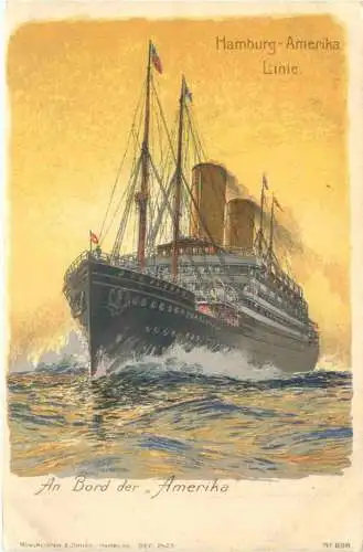 Hamburg Amerika Linie - Dampfer Amerika - Litho -783220