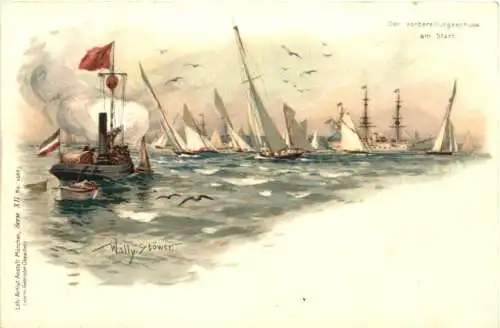 Segelschiff Regatta - Künstler Willy Stöwer - Litho -783280