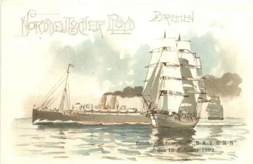 Norddeutscher Lloyd Bemen - Postdampfer Bayern - Litho -783210