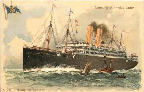 Hamburg Amerika Linie - Dampfer Amerika - Litho -783230