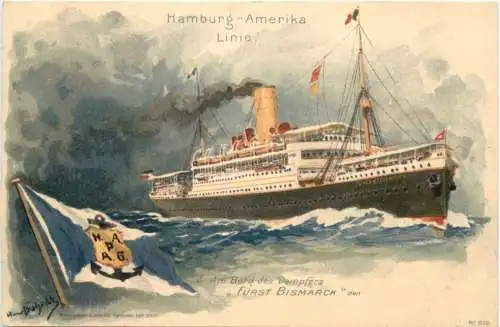 Hamburg Amerika Linie - Dampfer Fürst Bismarck - Litho -783226