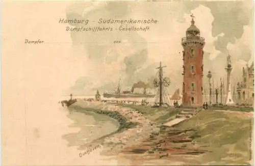 Cuxhaven - Hamburg Südamerikanische Dampfschifffahrts Gesellschaft - Litho -783318