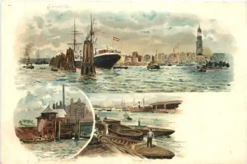 Hamburg - Hafen - Litho -783332