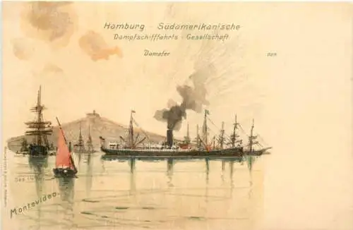 Montevideo - Hamburg Südamerikanische Dampfschifffahrts Gesellschaft - Litho -783316