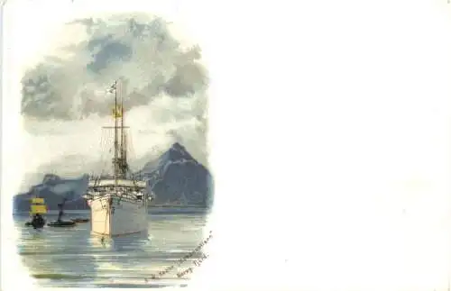 SM Yacht Hohenzollern Norwegen Fjord - Litho -783372