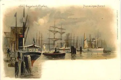 Hamburg - Segeschiff Hafen - Litho -783392