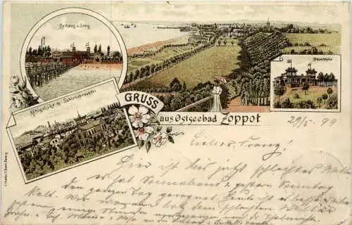 Gruss aus Ostseebad Zoppot - Litho -625740