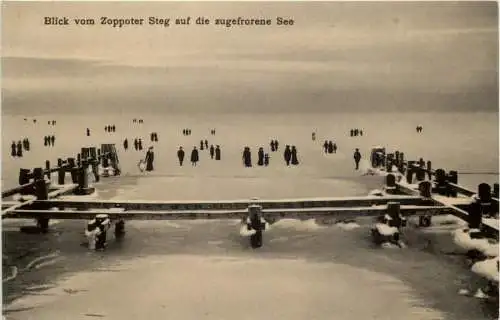 Ostseebad Zoppot - Blick vom Zoppoter Steg auf die zugefrorene See -624886