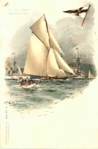 Segelschiff SM Yacht Meteor Künstler Willy Stöwer- Litho -783418