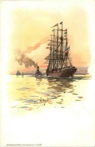 Segelschiff - Künstler Willy Stöwer- Litho -783420