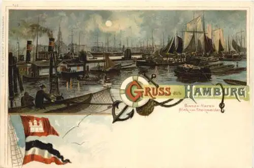 Gruss aus Hamburg - Binnenhafen - Litho -783402