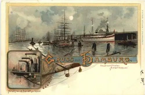 Gruss aus Hamburg - Segelschiffhafen - Litho -783406